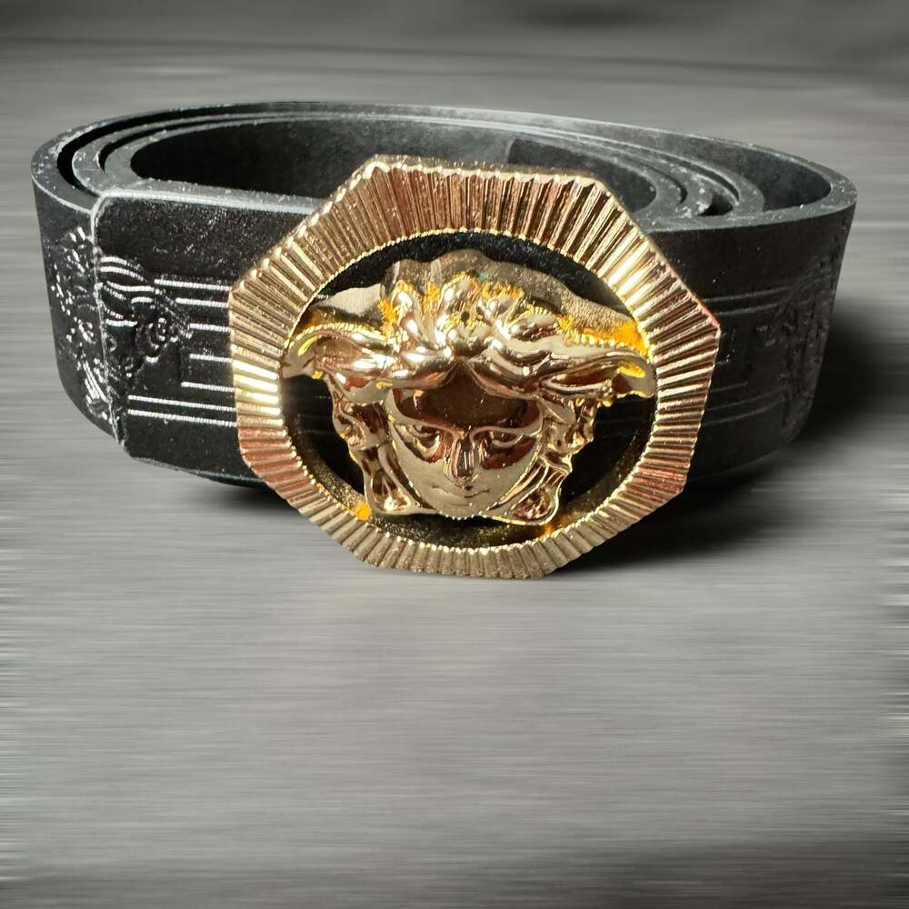 Versace Leather Belt with Medusa Buckle